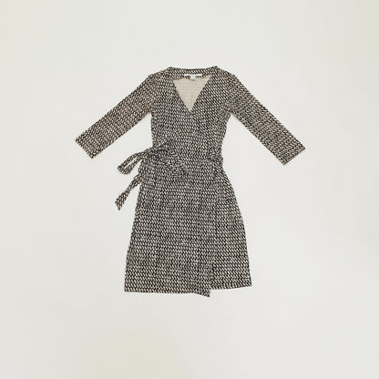 Monochrome Abstract Print Wrap Mini Dress Size Small | Preloved