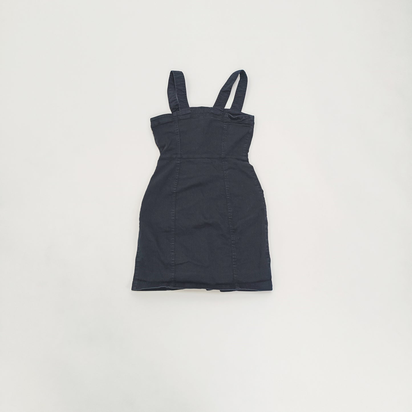 Black Denim Button Through Mini Dress Size Small | Preloved