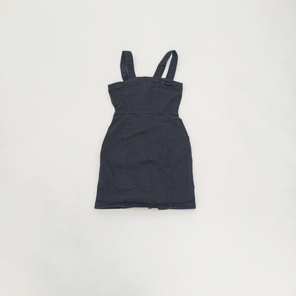 Black Denim Button Through Mini Dress Size Small | Preloved