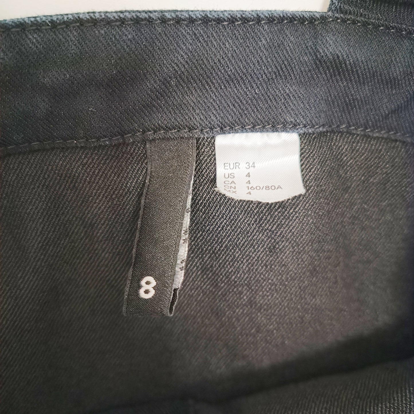 Black Denim Button Through Mini Dress Size Small | Preloved