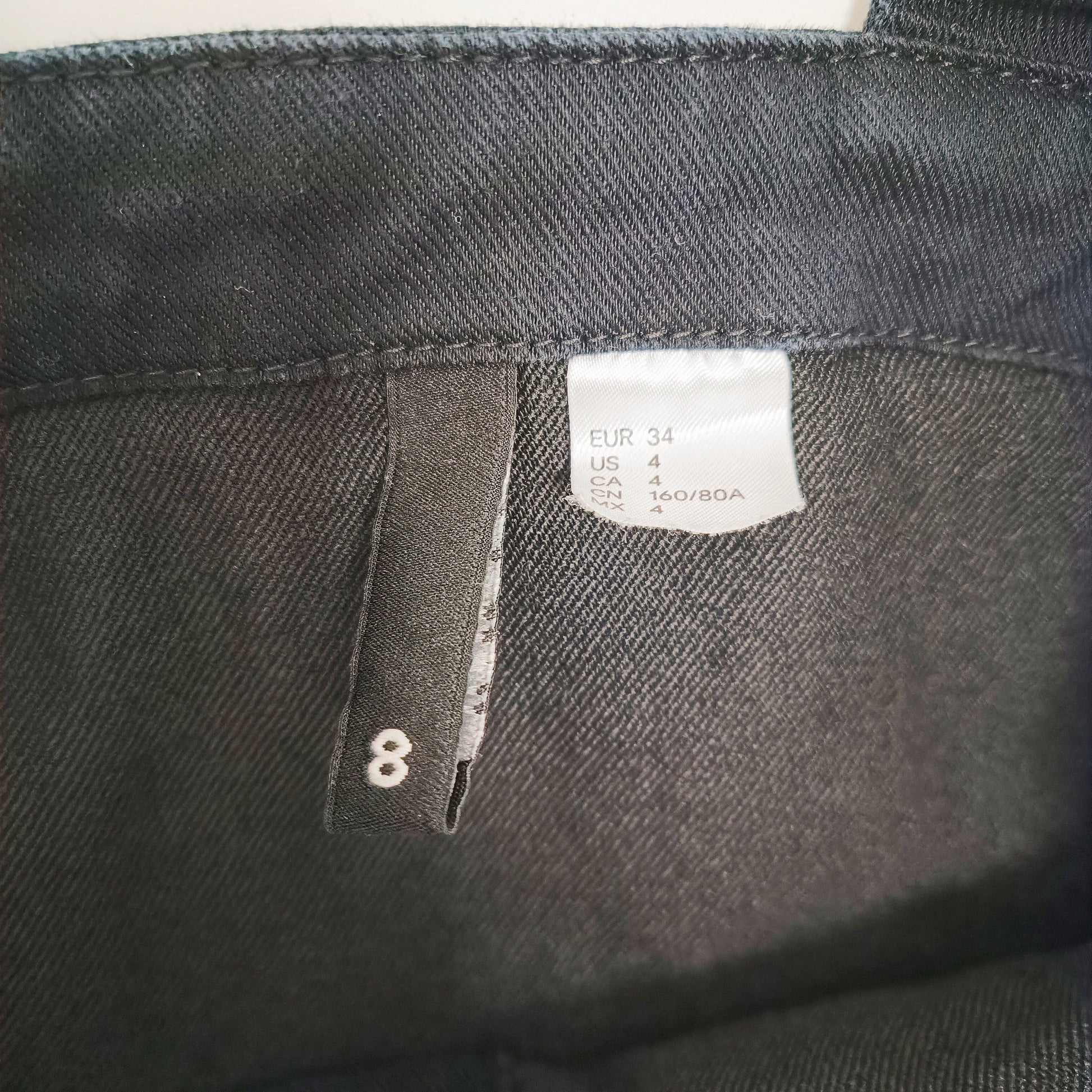 Black Denim Button Through Mini Dress Size Small | Preloved