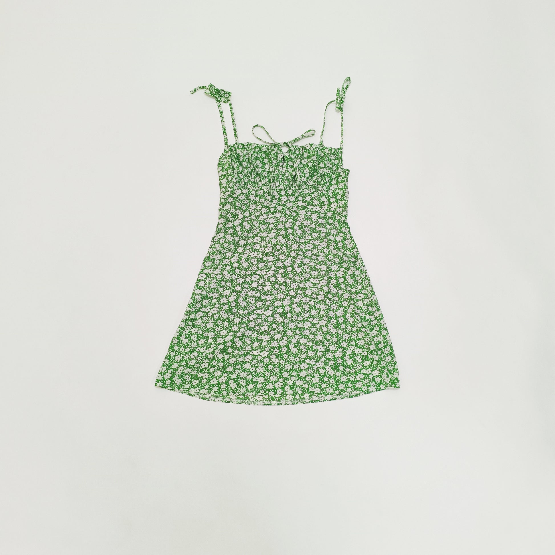 Green Ditsy Floral Strappy Mini Dress Size Small | Preloved