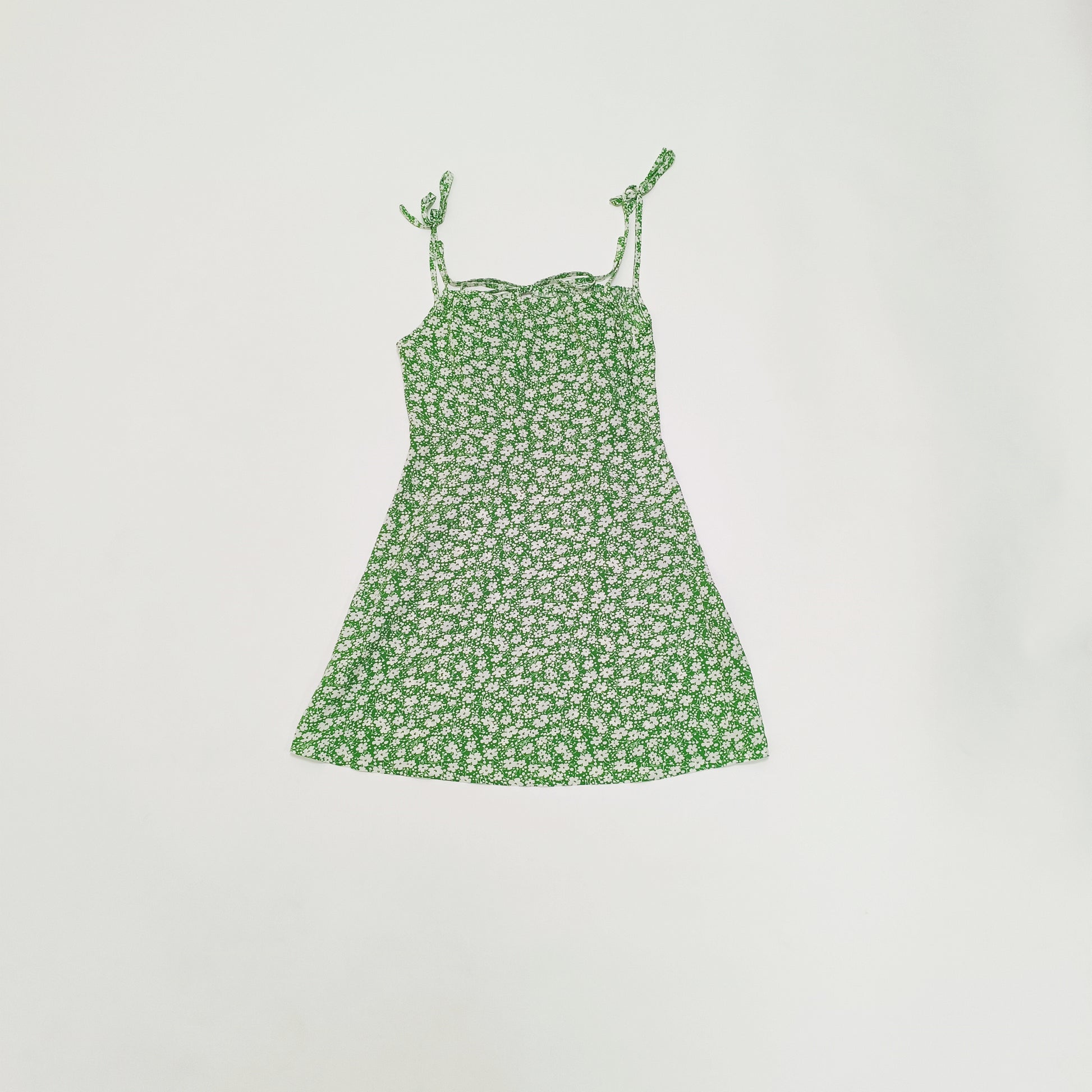 Green Ditsy Floral Strappy Mini Dress Size Small | Preloved