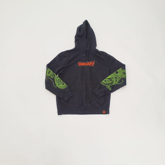 Black Slogan Green & Orange Detailed Hoodie Size Medium | Preloved