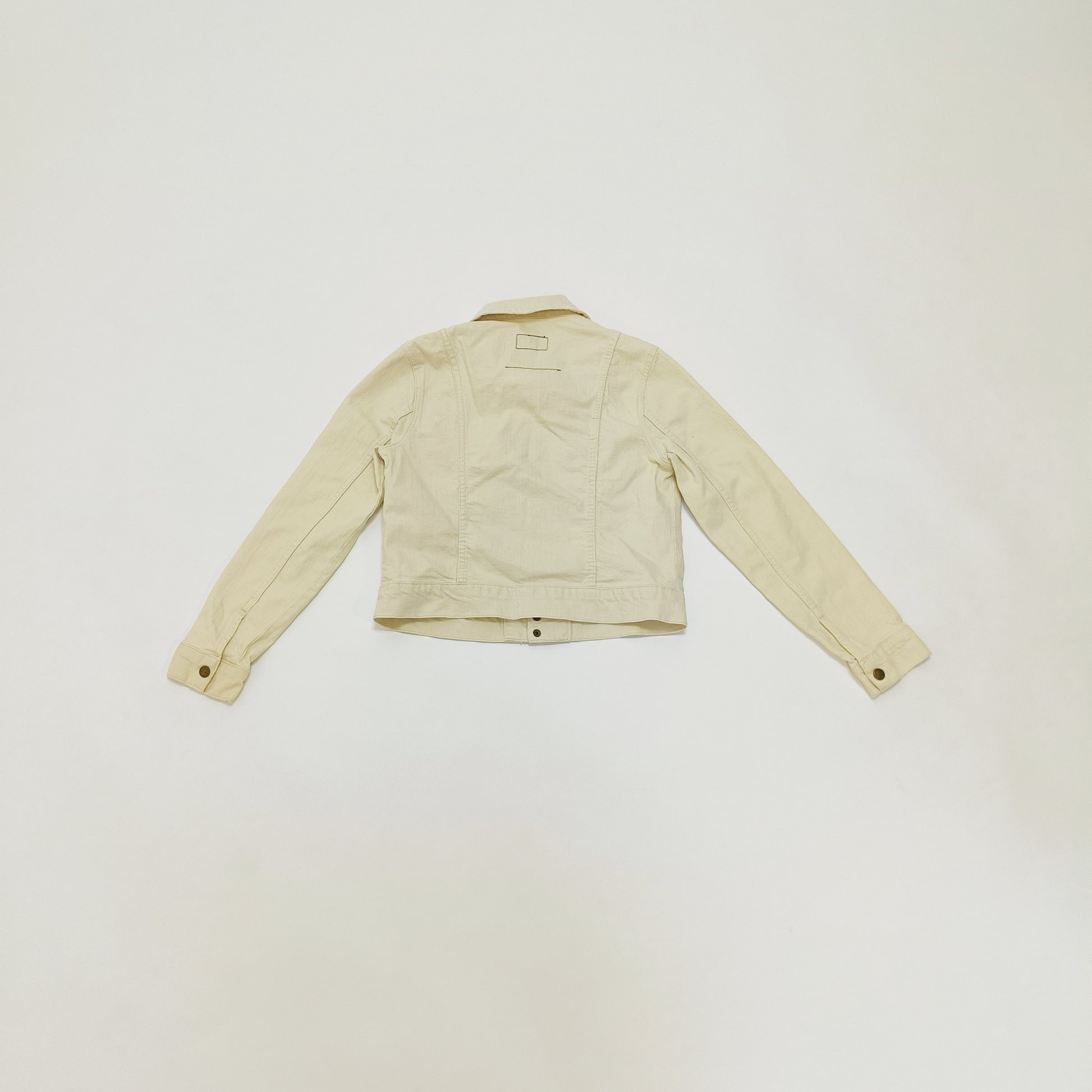 Cropped Cream Denim Jacket Size Small | Preloved