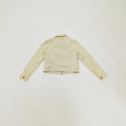 Cropped Cream Denim Jacket Size Small | Preloved
