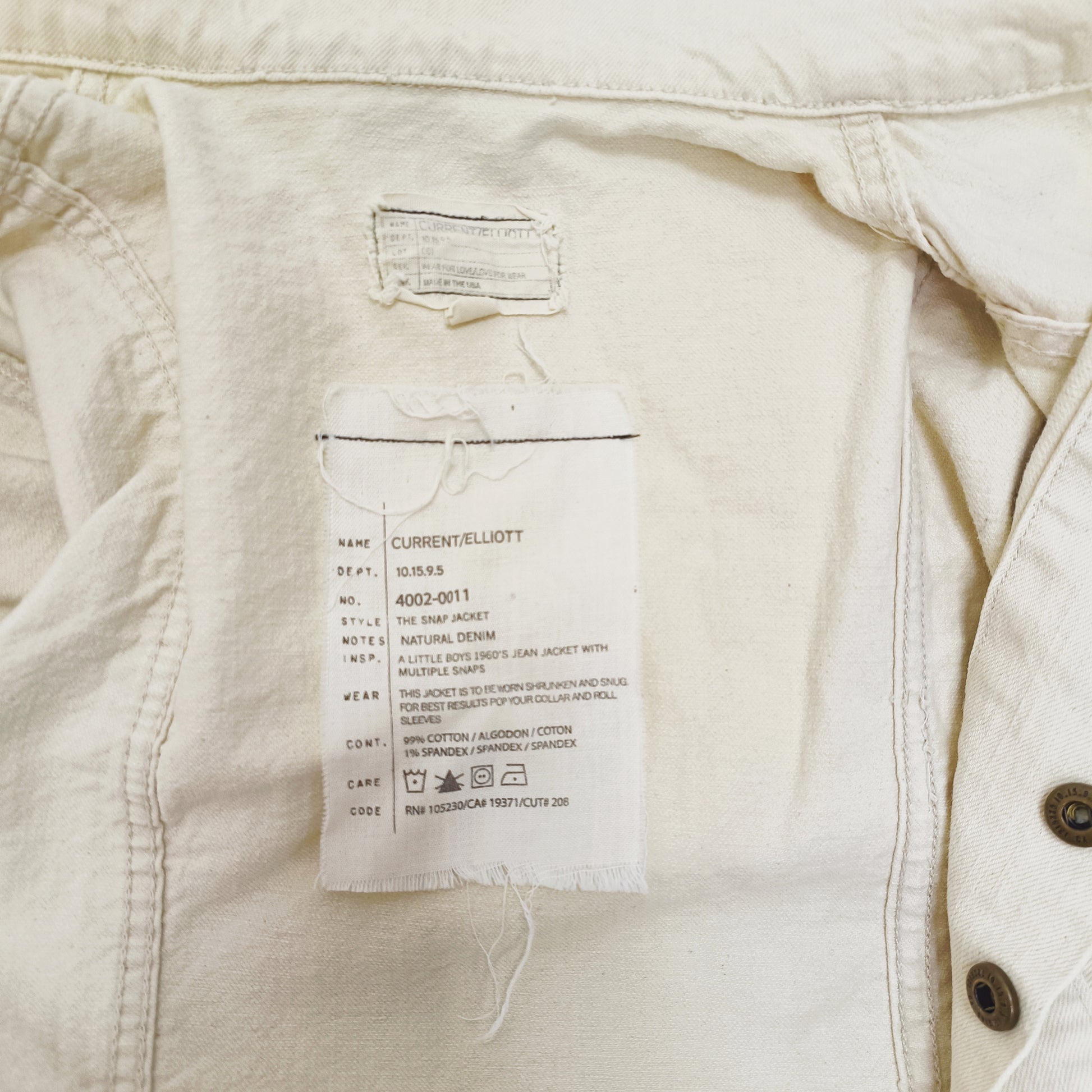 Cropped Cream Denim Jacket Size Small | Preloved