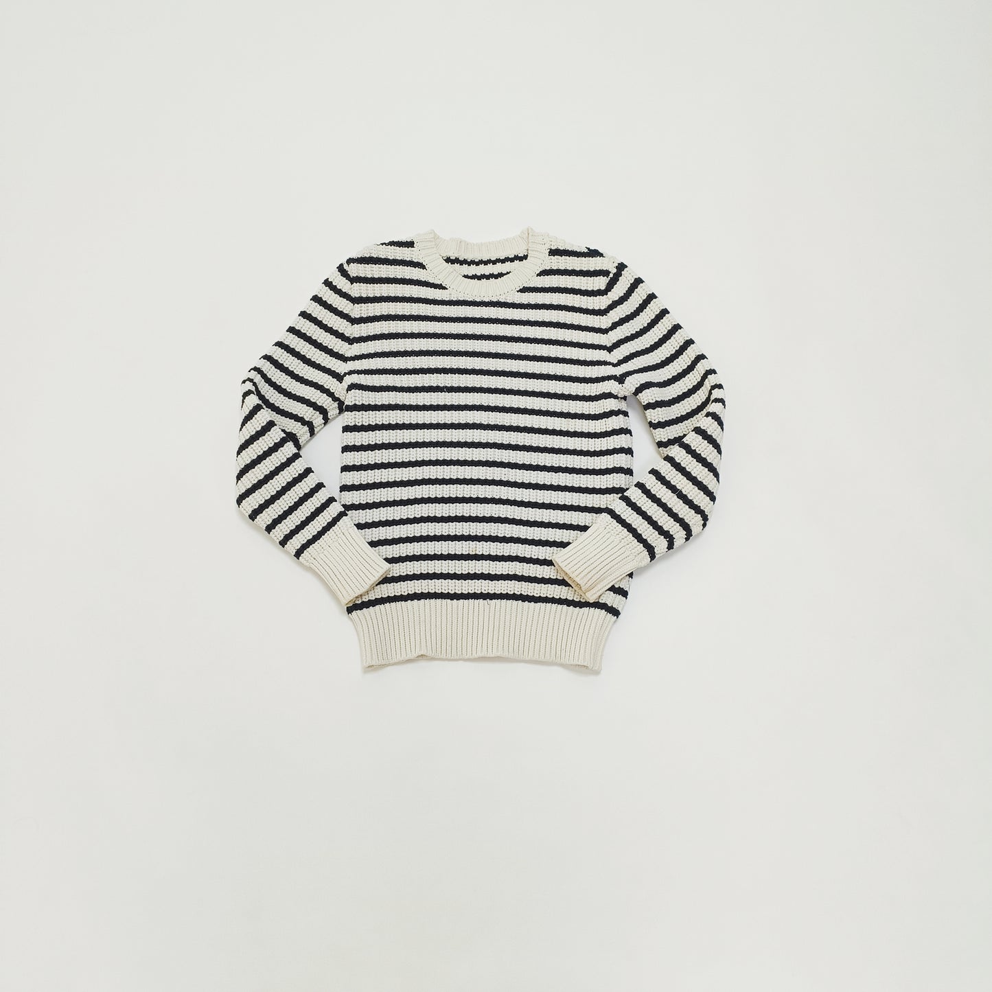 Chunky Knitted Breton Stripe Womens Jumper Size Small | Preloved