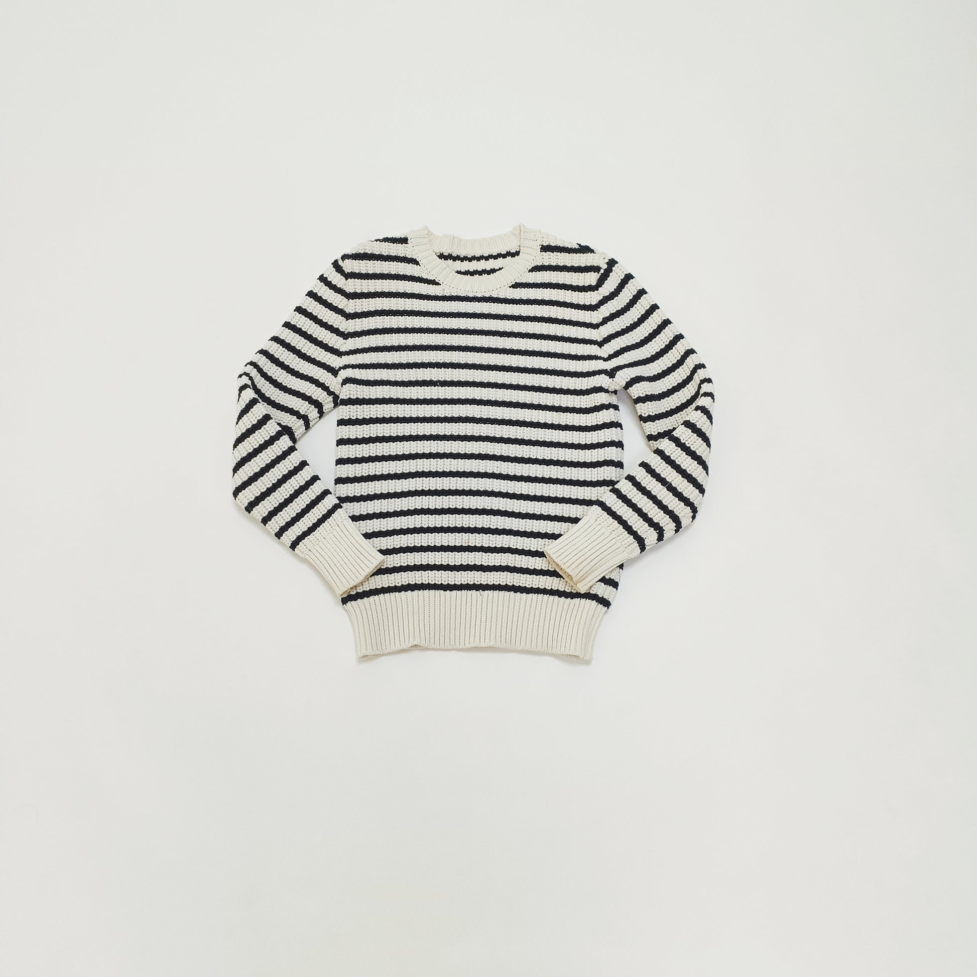 Chunky Knitted Breton Stripe Womens Jumper Size Small | Preloved