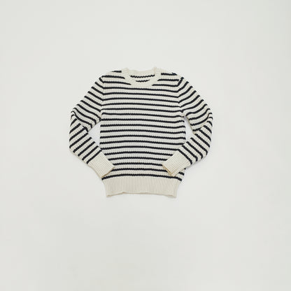 Chunky Knitted Breton Stripe Womens Jumper Size Small | Preloved