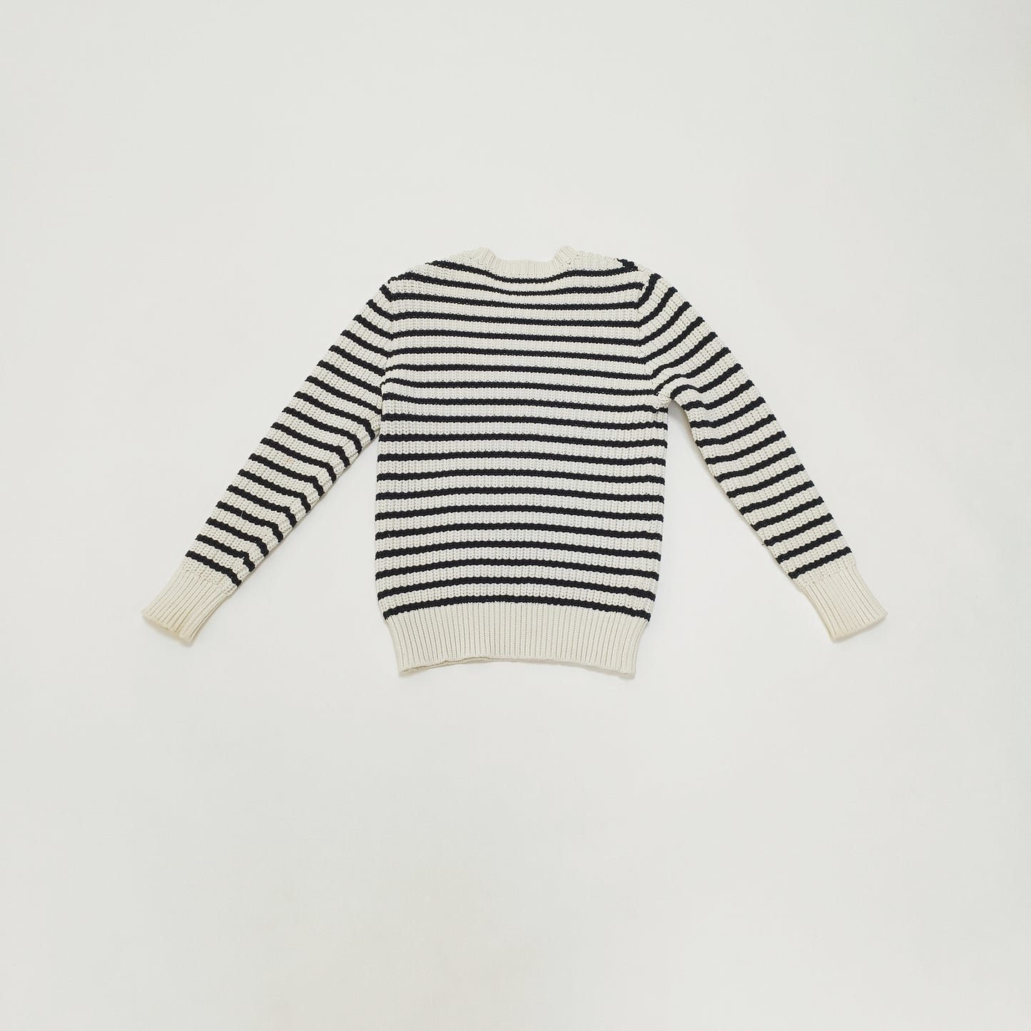 Chunky Knitted Breton Stripe Womens Jumper Size Small | Preloved