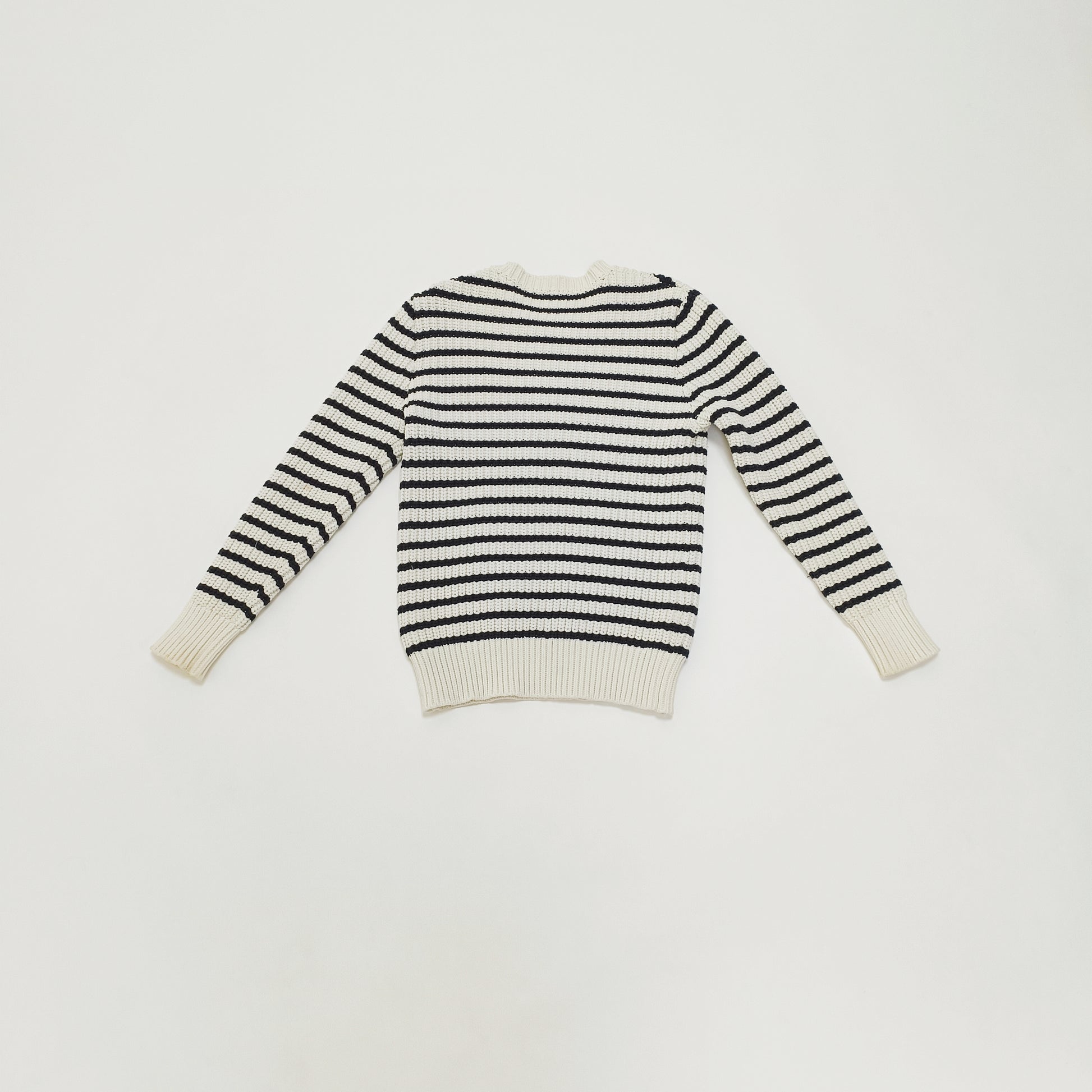 Chunky Knitted Breton Stripe Womens Jumper Size Small | Preloved