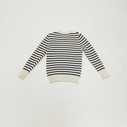 Chunky Knitted Breton Stripe Womens Jumper Size Small | Preloved