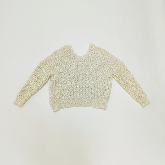 Cream Chunky V Neck Knitted Jumper Size Small | Preloved