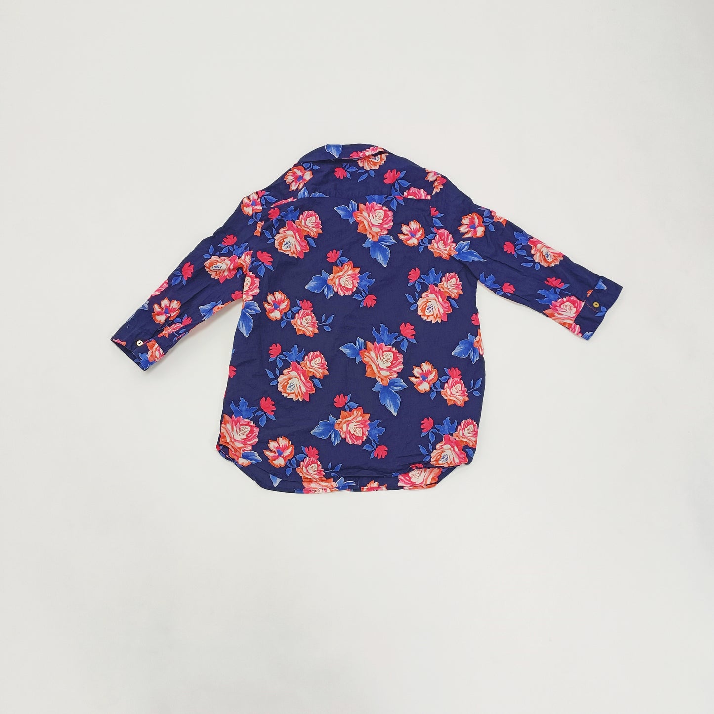Blue & Pink Bold Floral Print Shirt Size Large | Preloved