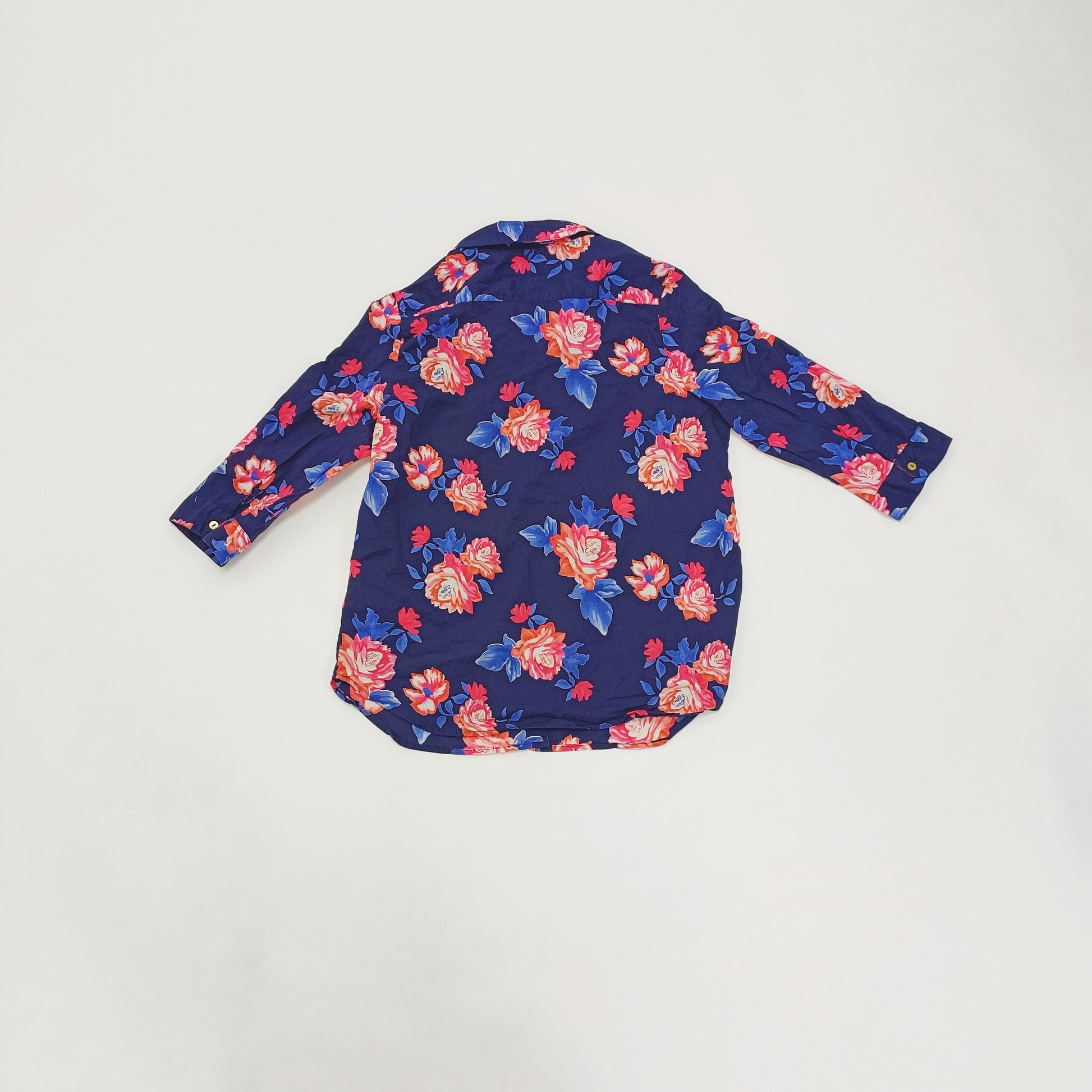 Blue & Pink Bold Floral Print Shirt Size Large | Preloved