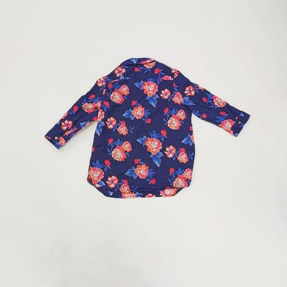Blue & Pink Bold Floral Print Shirt Size Large | Preloved