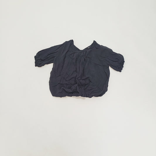 Black Bubble Hem Short Sleeve Top Size Large | Preloved