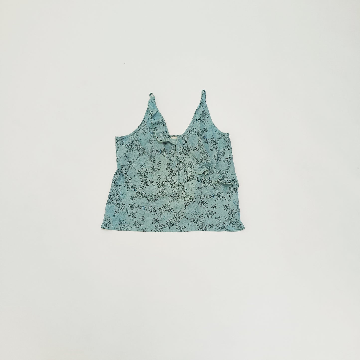 Blue Floral Detail Print Wrap Style Strappy Top Size Large | Preloved