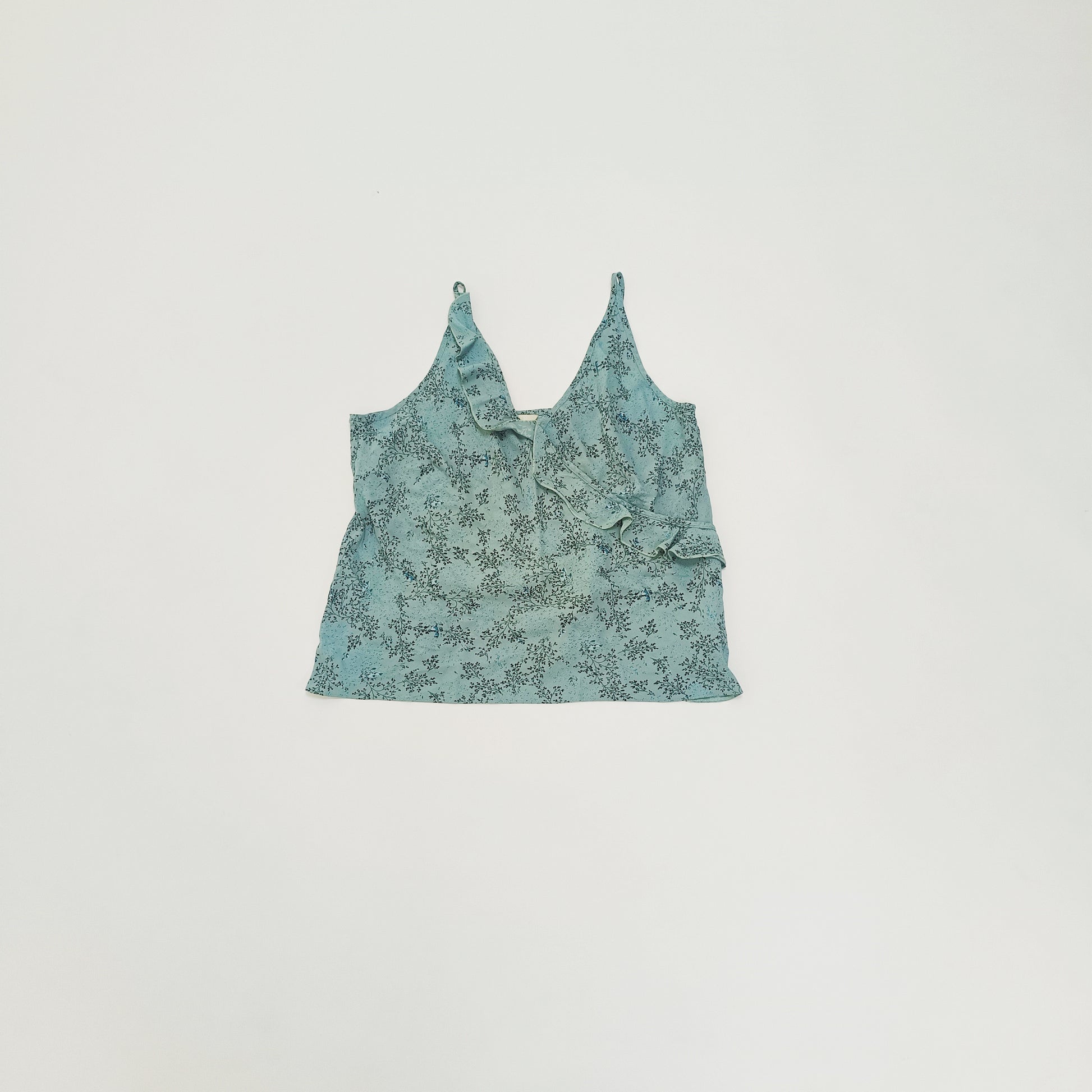 Blue Floral Detail Print Wrap Style Strappy Top Size Large | Preloved