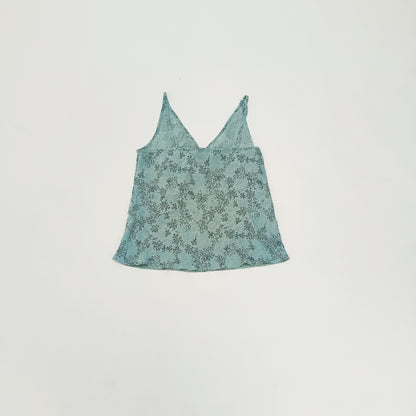 Blue Floral Detail Print Wrap Style Strappy Top Size Large | Preloved