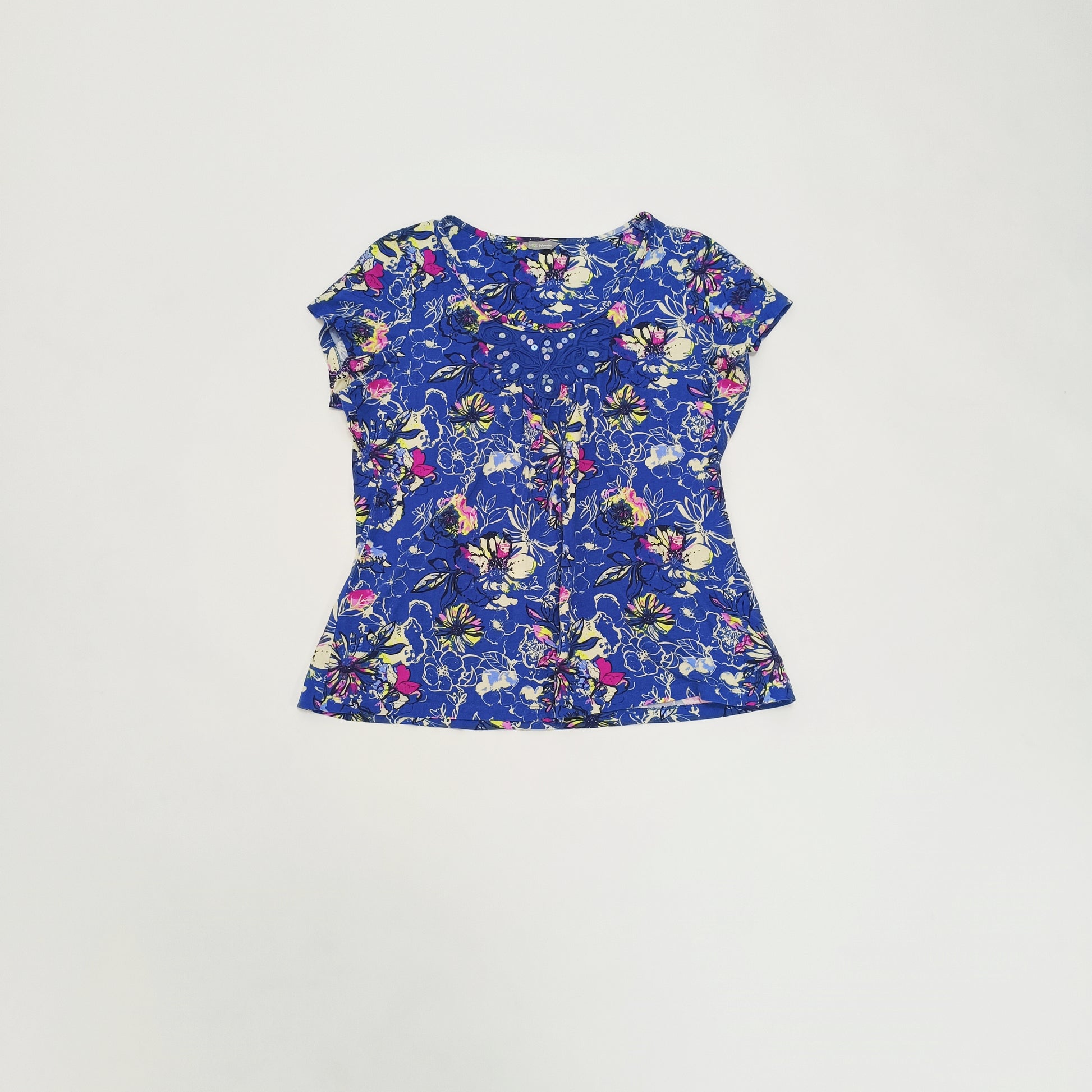 Blue Floral Detail Print Wrap Style Strappy Top Size Large | Preloved