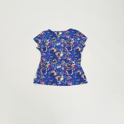 Blue Floral Detail Print Wrap Style Strappy Top Size Large | Preloved