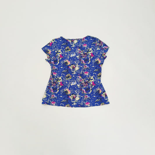 Blue Floral Detail Print Wrap Style Strappy Top Size Large | Preloved