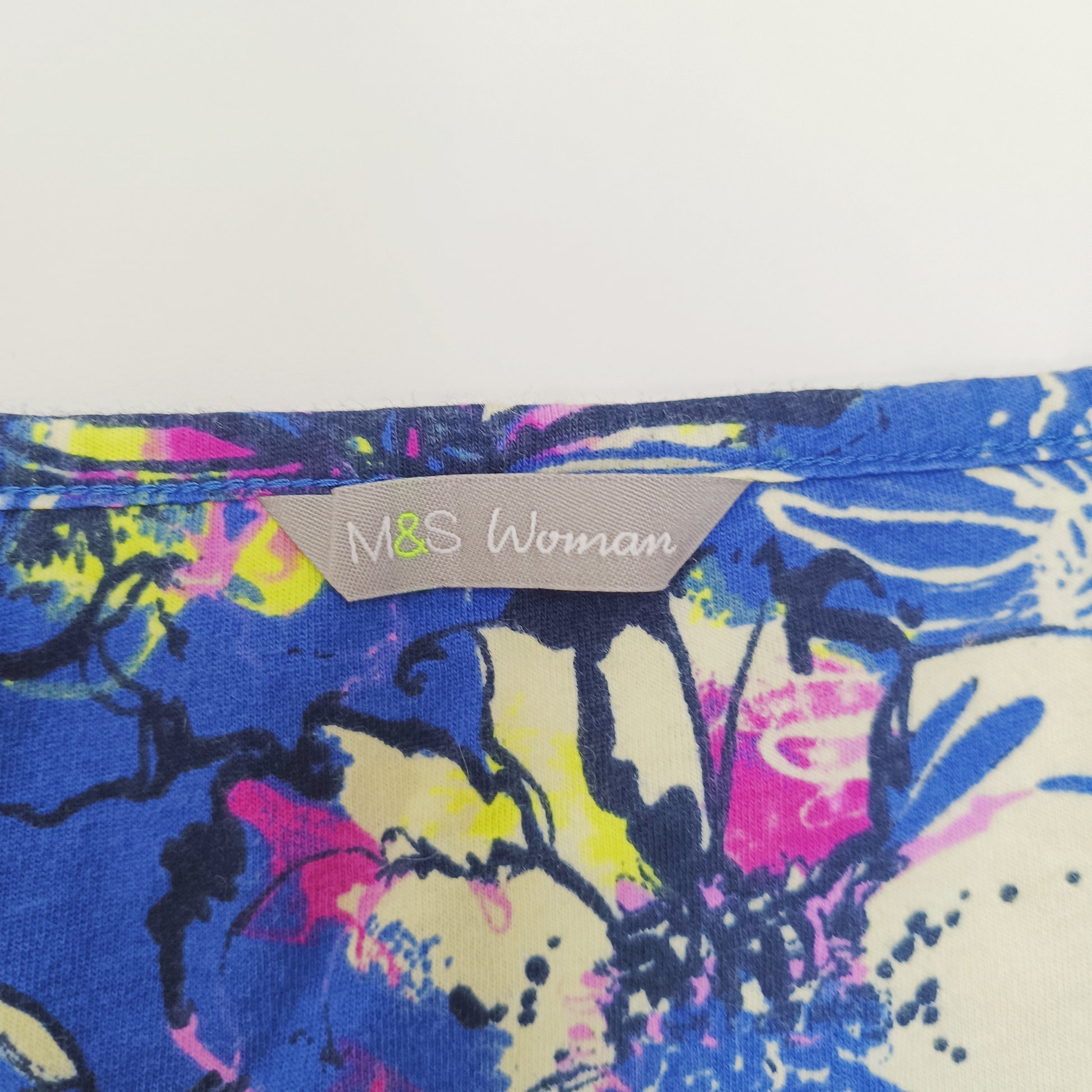 Blue Floral Detail Print Wrap Style Strappy Top Size Large | Preloved