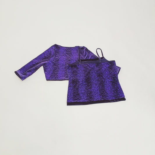 Deep Purple Sequin & Velvet 2 Piece Top & Jacket Size Large | Preloved