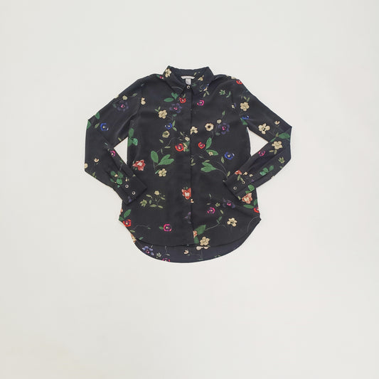 Dark Floral Button Up Womens Soft Touch Shirt Size Medium | Preloved