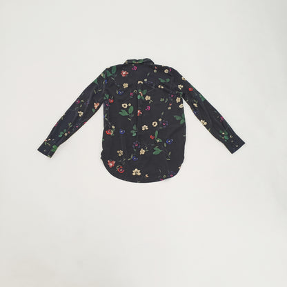 Dark Floral Button Up Womens Soft Touch Shirt Size Medium | Preloved