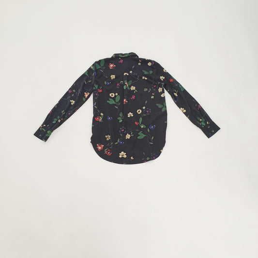 Dark Floral Button Up Womens Soft Touch Shirt Size Medium | Preloved