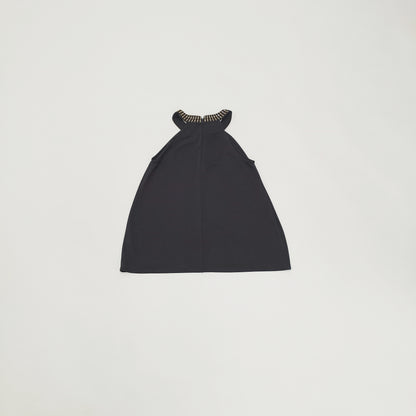 Black Halter Neck Embellished Flowy Top Size Small | Preloved