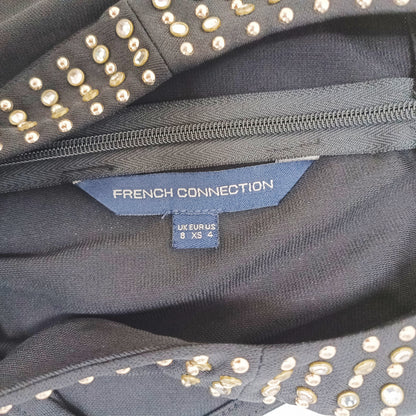 Black Halter Neck Embellished Flowy Top Size Small | Preloved