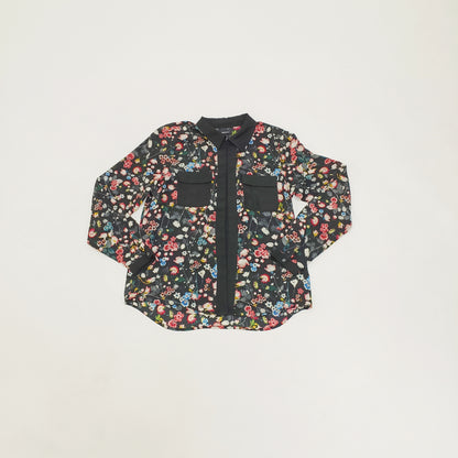 Dark Floral Button Up Womens Sheer Shirt Size Small | Preloved