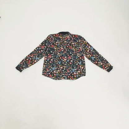 Dark Floral Button Up Womens Sheer Shirt Size Small | Preloved