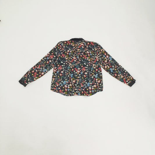 Dark Floral Button Up Womens Sheer Shirt Size Small | Preloved