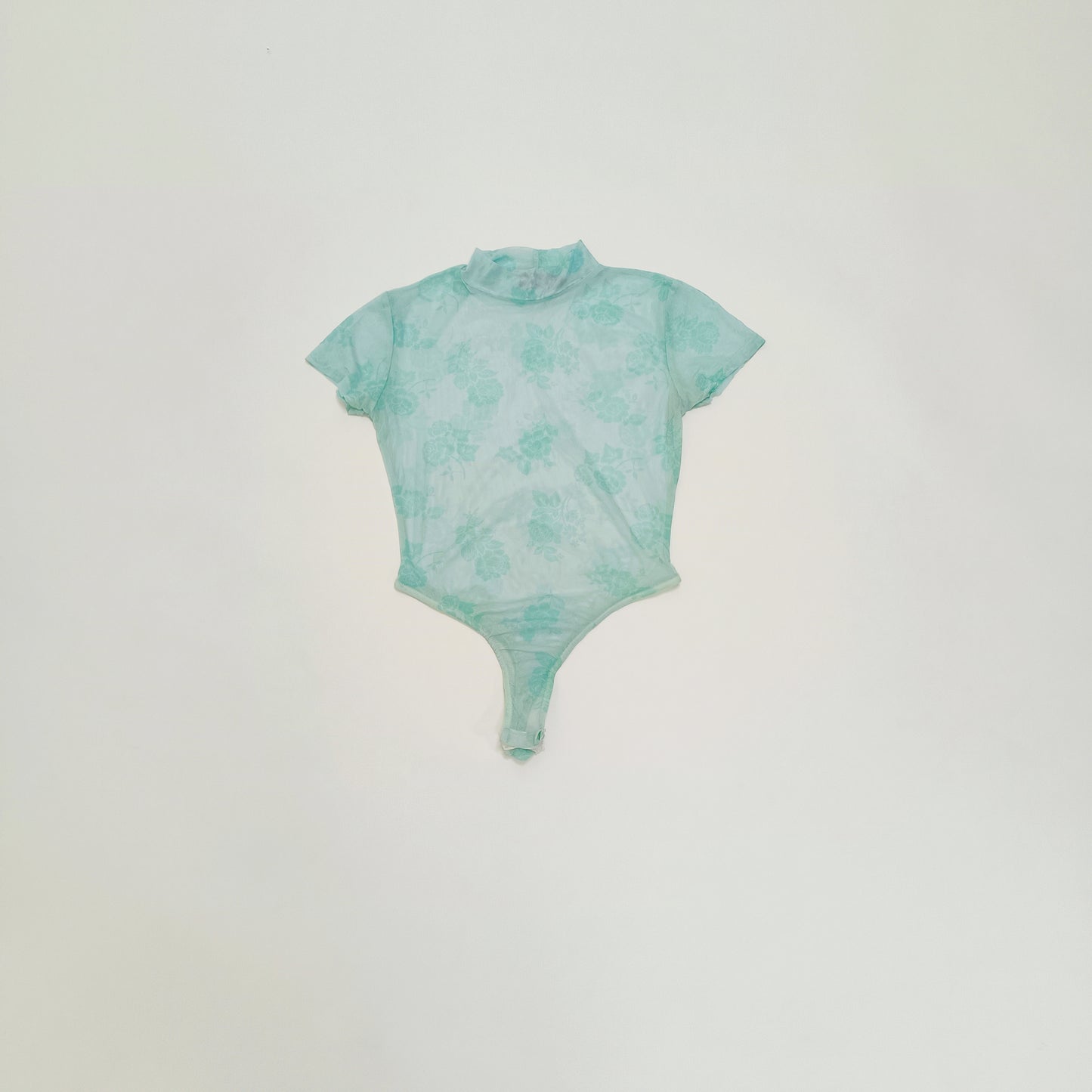 Light Blue Short Sleeve Mesh Bodysuit Size Small | Preloved