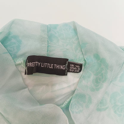 Light Blue Short Sleeve Mesh Bodysuit Size Small | Preloved