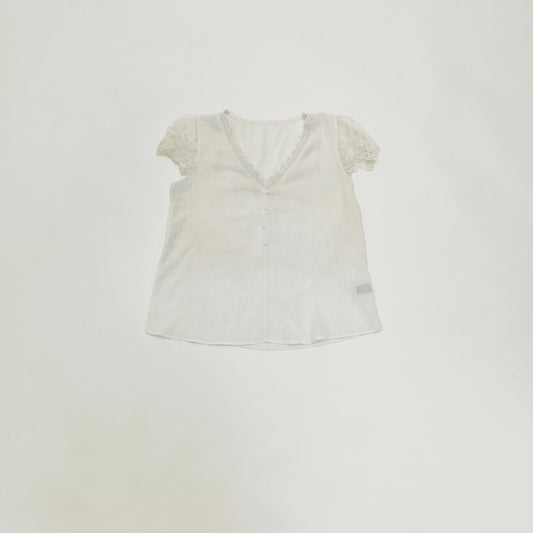 White Lace Sleeve Women's Blouse Size Small | Preloved
