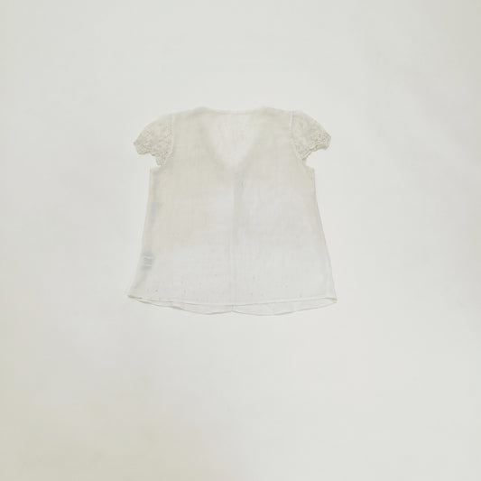 White Lace Sleeve Women's Blouse Size Small | Preloved