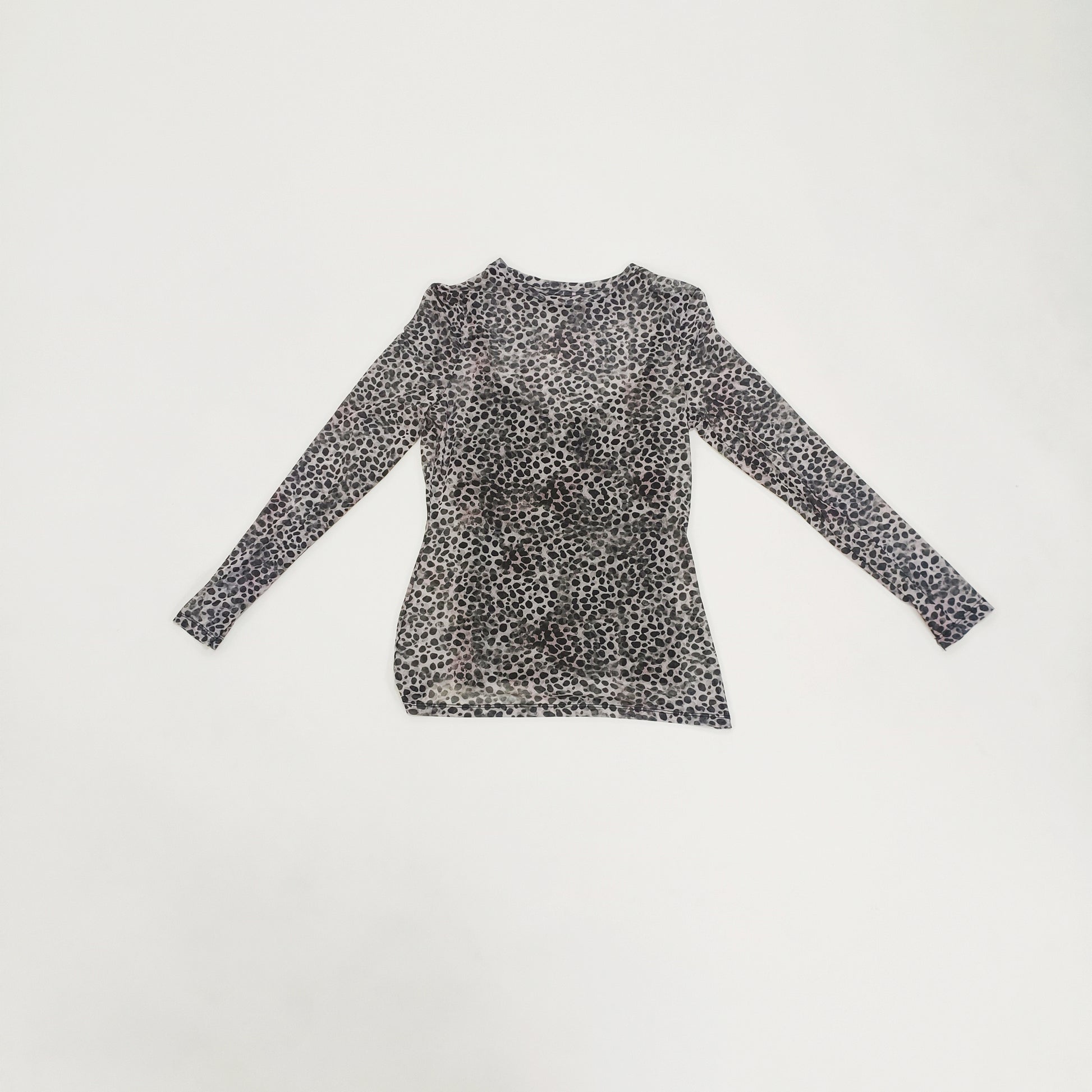 Long Sleeve Mesh Leopard Print Layered TOp Size Small | Preloved