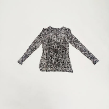 Long Sleeve Mesh Leopard Print Layered TOp Size Small | Preloved