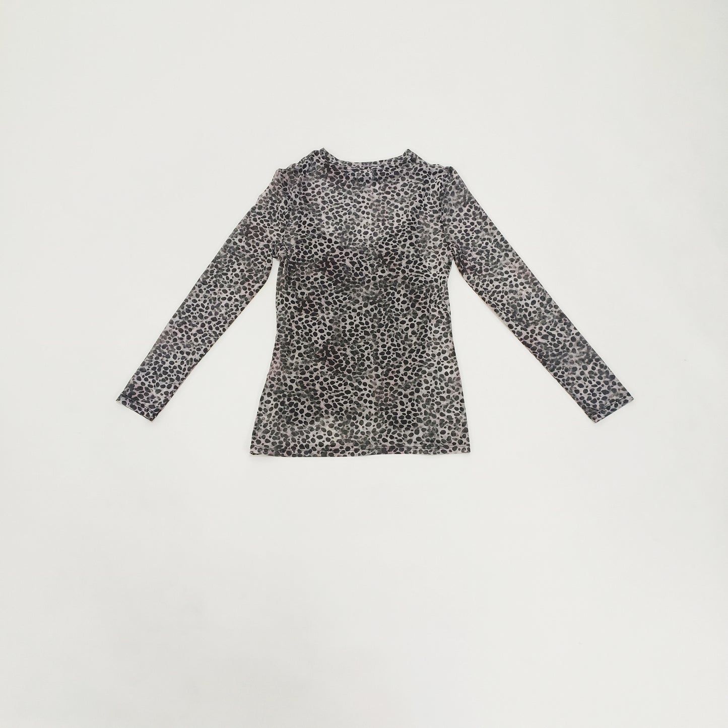 Long Sleeve Mesh Leopard Print Layered TOp Size Small | Preloved