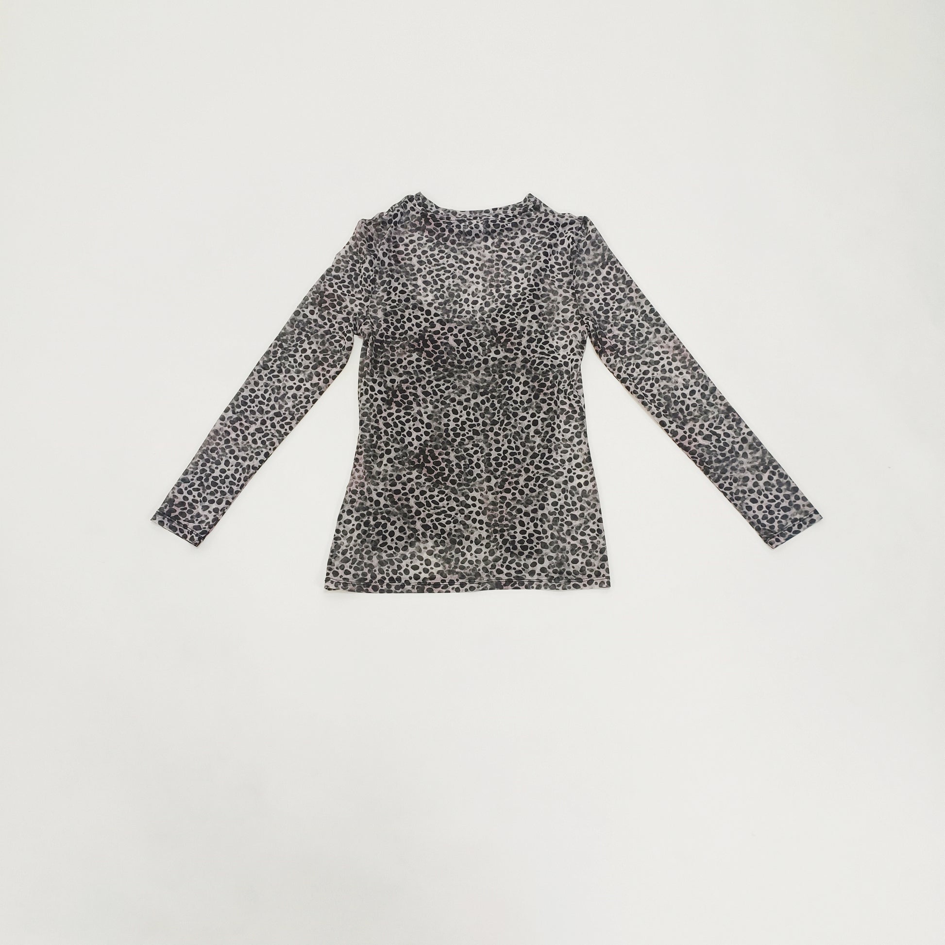 Long Sleeve Mesh Leopard Print Layered TOp Size Small | Preloved