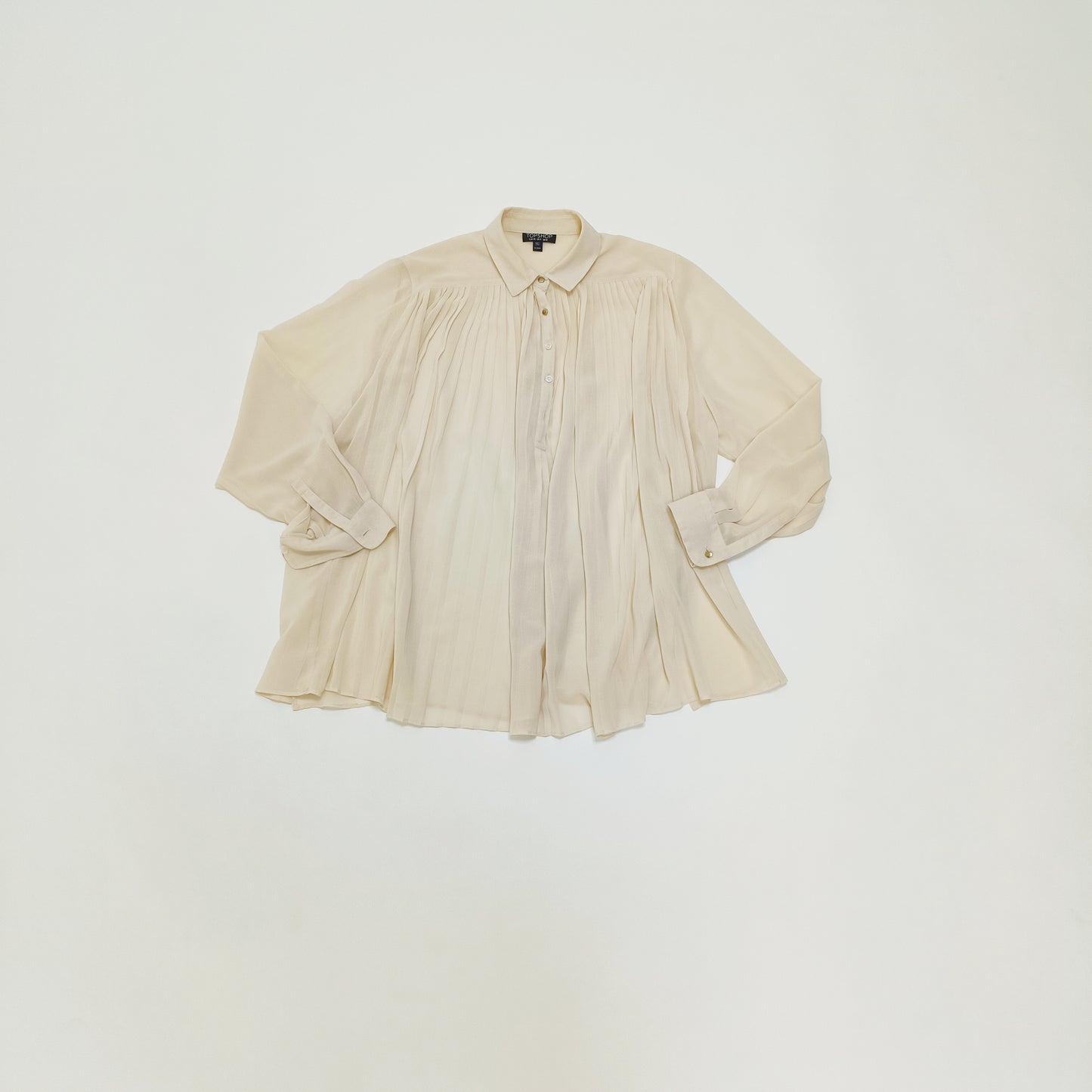 Cream Flowy Button Up Womens Blouse Size Small | Preloved