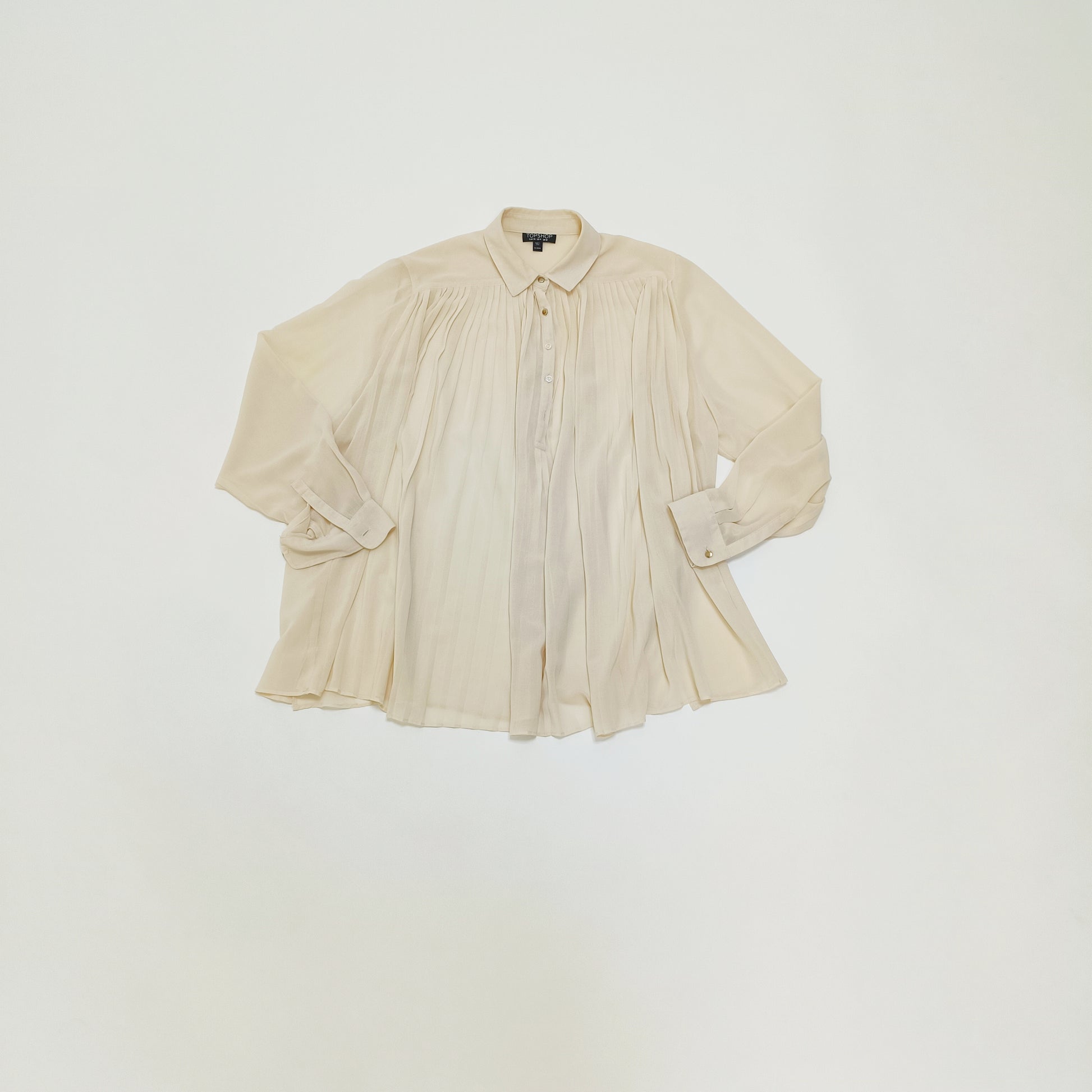 Cream Flowy Button Up Womens Blouse Size Small | Preloved
