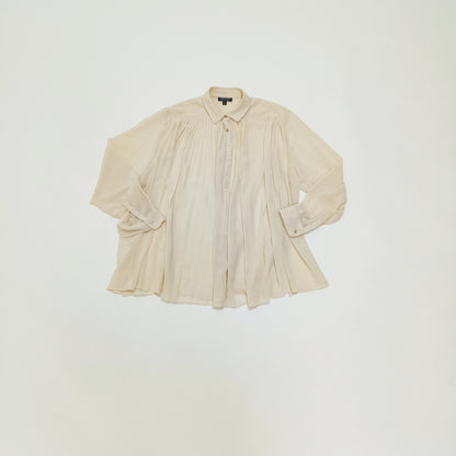 Cream Flowy Button Up Womens Blouse Size Small | Preloved
