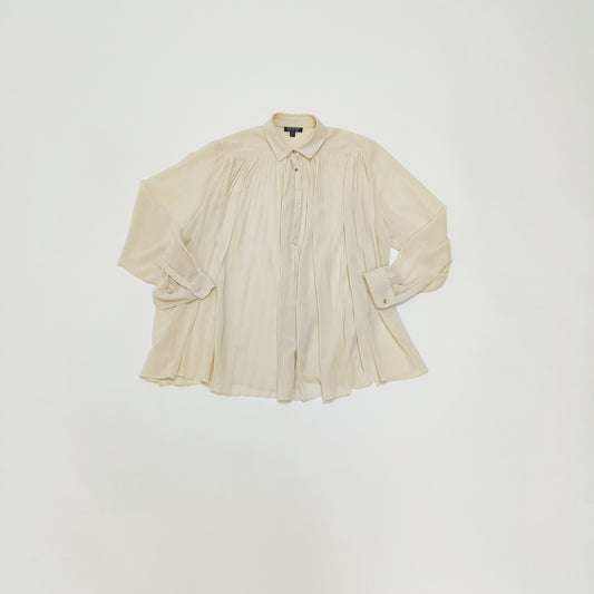 Cream Flowy Button Up Womens Blouse Size Small | Preloved